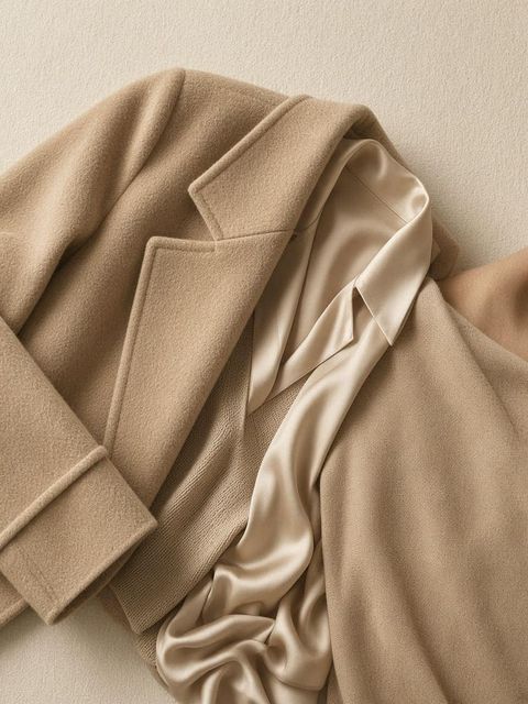 Illustration: camel tone-on-tone matte and sheen layers